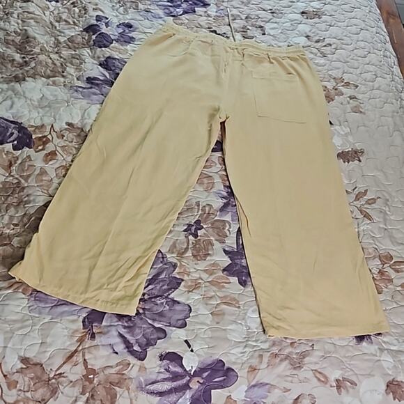 NWOT Cotton Linen Lightweight Wide Leg Cropped Pants Sz Medium Deep Pockets - Picture 6 of 7